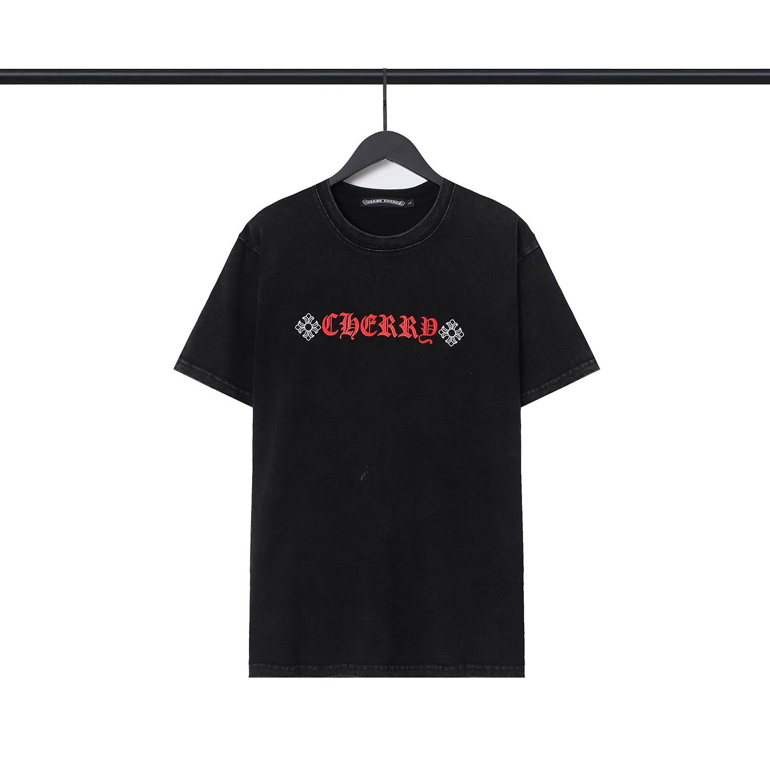 CHH Chrome Heart T Shirts Cross Sanskrit Printed Crew Neck Washed Short Sleeve Fashion T-Shirt