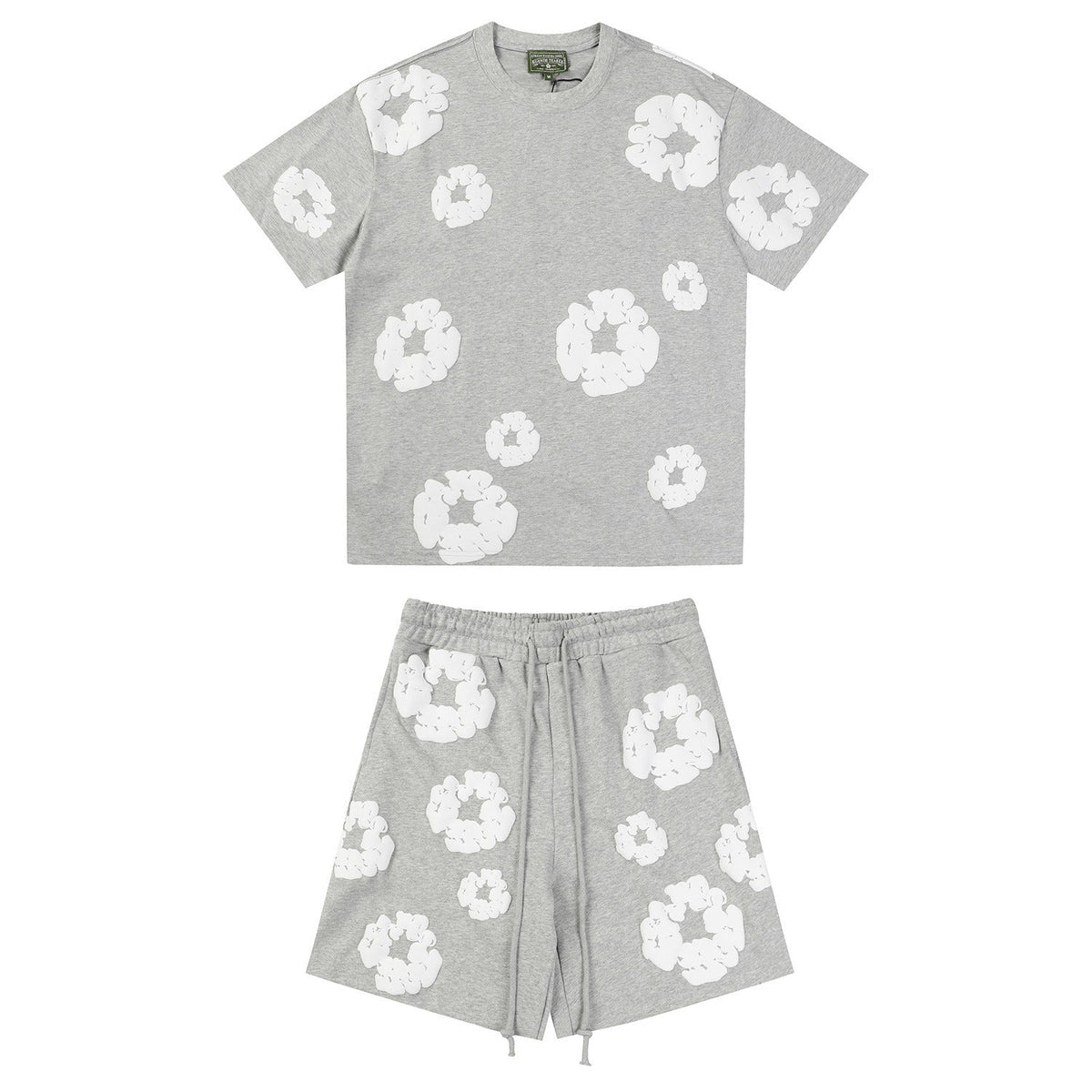 Denim Tears Outfit:T-shirt/Shorts (Separate Purchase Options) Puff Print Short Sleeve T-shirt Loose Couple Shorts Suit